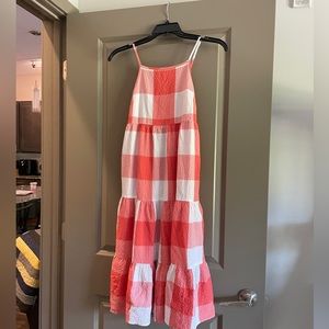 Lou & Grey Red and White Checkered Midi Dress